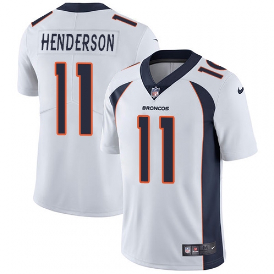 Men's Nike Denver Broncos 11 Carlos Henderson White Vapor Untouchable Limited Player NFL Jersey