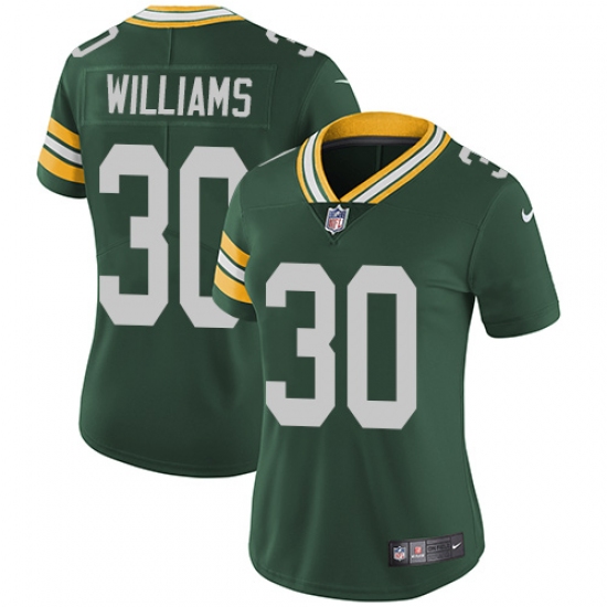 Women's Nike Green Bay Packers 30 Jamaal Williams Green Team Color Vapor Untouchable Limited Player NFL Jersey
