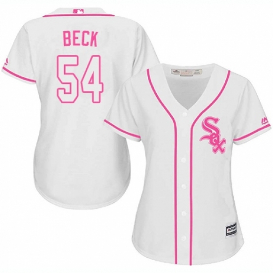 Women's Majestic Chicago White Sox 54 Chris Beck Replica White Fashion Cool Base MLB Jersey