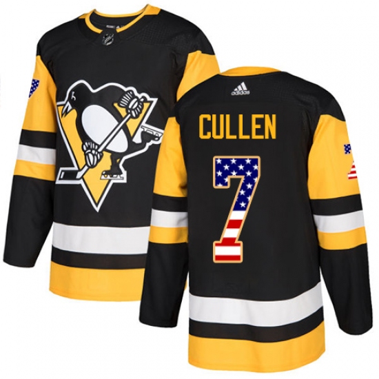 Men's Adidas Pittsburgh Penguins 7 Matt Cullen Authentic Black USA Flag Fashion NHL Jersey