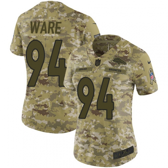 Women's Nike Denver Broncos 94 DeMarcus Ware Limited Camo 2018 Salute to Service NFL Jersey