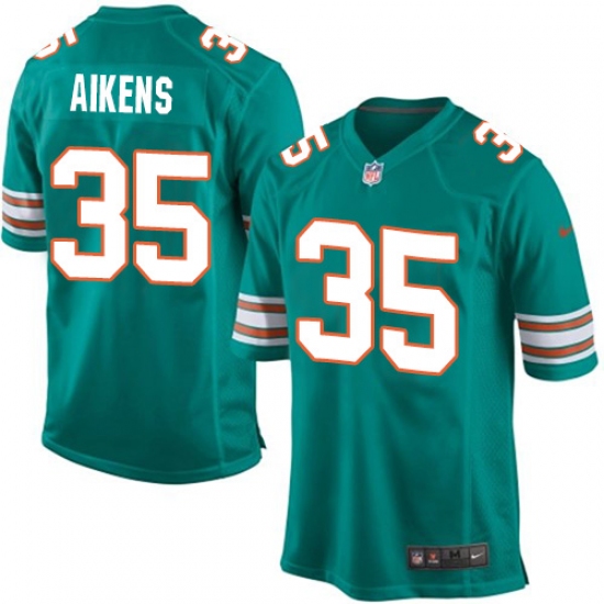 Men's Nike Miami Dolphins 35 Walt Aikens Game Aqua Green Alternate NFL Jersey