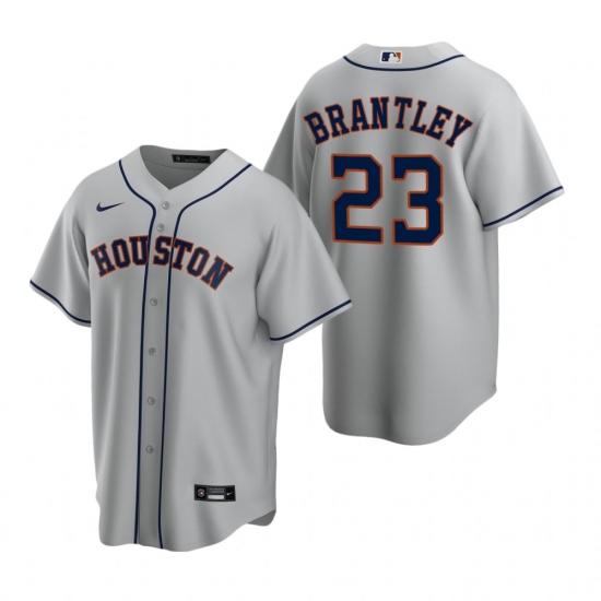 Men's Nike Houston Astros 23 Michael Brantley Gray Road Stitched Baseball Jersey