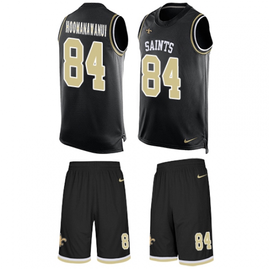 Men's Nike New Orleans Saints 84 Michael Hoomanawanui Limited Black Tank Top Suit NFL Jersey
