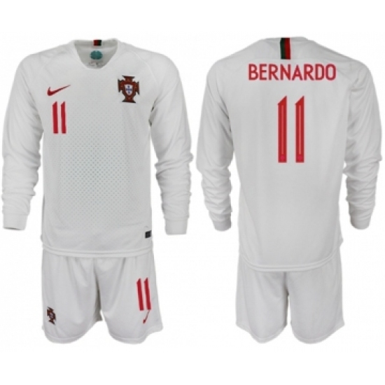 Portugal 11 Bernardo Away Long Sleeves Soccer Country Jersey
