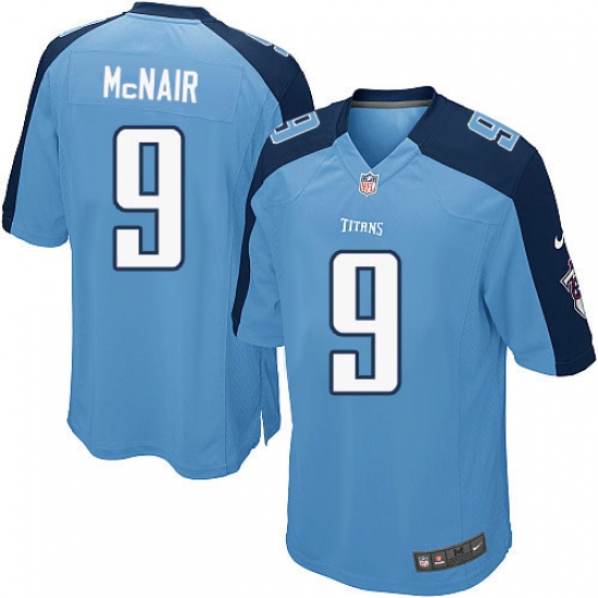 Men's Nike Tennessee Titans 9 Steve McNair Game Light Blue Team Color NFL Jersey