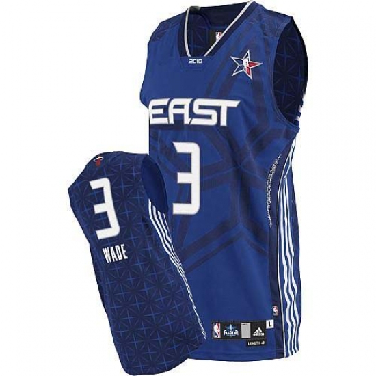 Men's Adidas Miami Heat 3 Dwyane Wade Authentic Blue 2010 All Star NBA Jersey