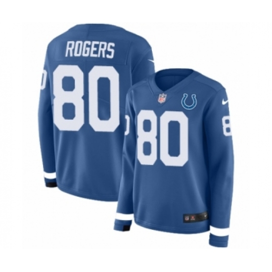 Women's Nike Indianapolis Colts 80 Chester Rogers Limited Blue Therma Long Sleeve NFL Jersey
