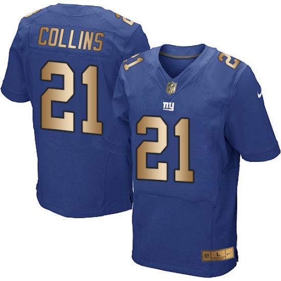 Men's Nike New York Giants 21 Landon Collins Elite Blue/Gold Team Color NFL Jersey