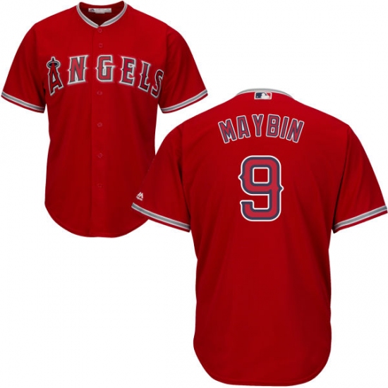 Men's Majestic Los Angeles Angels of Anaheim 9 Cameron Maybin Replica Red Alternate Cool Base MLB Jersey