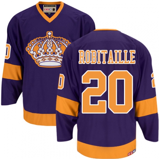 Men's CCM Los Angeles Kings 20 Luc Robitaille Authentic Purple Throwback NHL Jersey