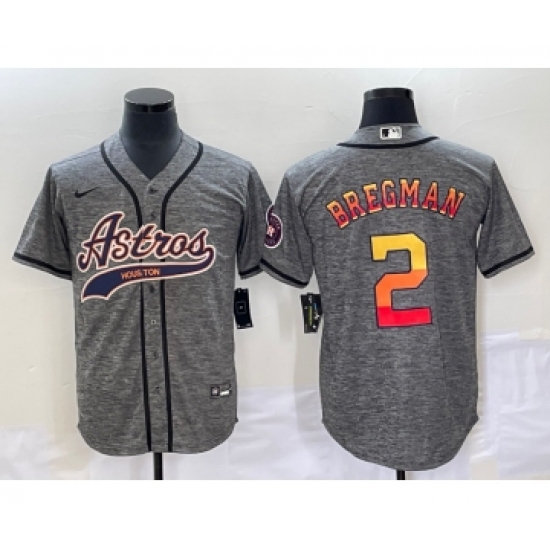 Men's Houston Astros 2 Alex Bregman Grey Gridiron Cool Base Stitched Baseball Jersey