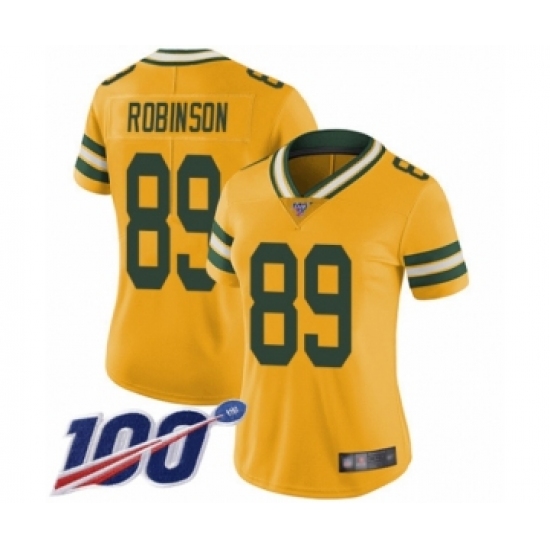 Women's Green Bay Packers 89 Dave Robinson Limited Gold Rush Vapor Untouchable 100th Season Football Jersey