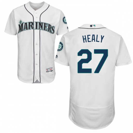Men's Majestic Seattle Mariners 27 Ryon Healy White Home Flex Base Authentic Collection MLB Jersey