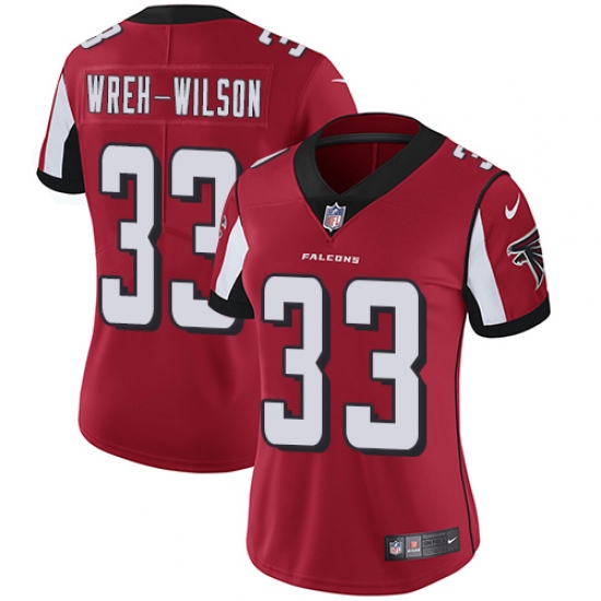 Women's Nike Atlanta Falcons 33 Blidi Wreh-Wilson Red Team Color Vapor Untouchable Limited Player NFL Jersey