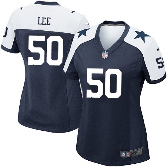 Women's Nike Dallas Cowboys 50 Sean Lee Game Navy Blue Throwback Alternate NFL Jersey