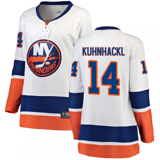 Women's New York Islanders 14 Tom Kuhnhackl Fanatics Branded White Away Breakaway NHL Jersey