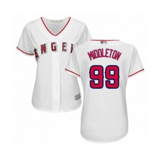 Women's Los Angeles Angels of Anaheim 99 Keynan Middleton Authentic White Home Cool Base Baseball Player Jersey