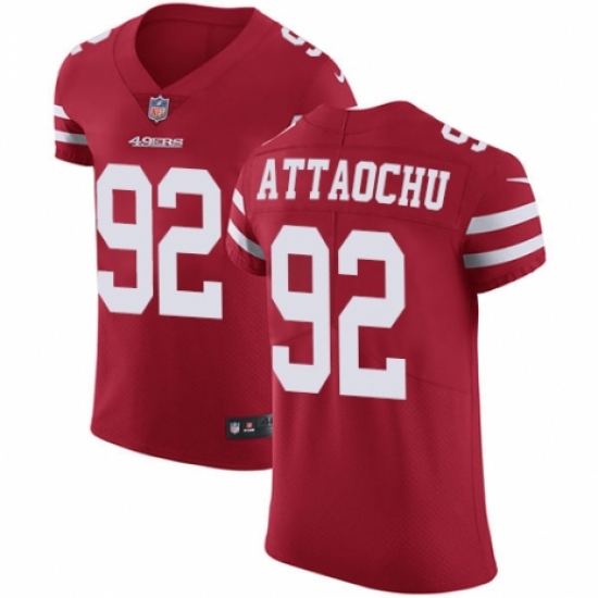 Men's Nike San Francisco 49ers 92 Jeremiah Attaochu Red Team Color Vapor Untouchable Elite Player NFL Jersey