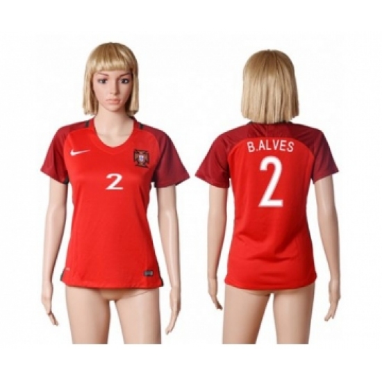 Women's Portugal 2 B.Alves Home Soccer Country Jersey