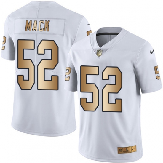 Men's Nike Oakland Raiders 52 Khalil Mack Limited White/Gold Rush NFL Jersey