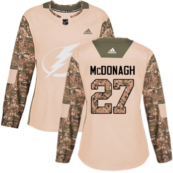 Women's Adidas Tampa Bay Lightning 27 Ryan McDonagh Authentic Camo Veterans Day Practice NHL Jersey