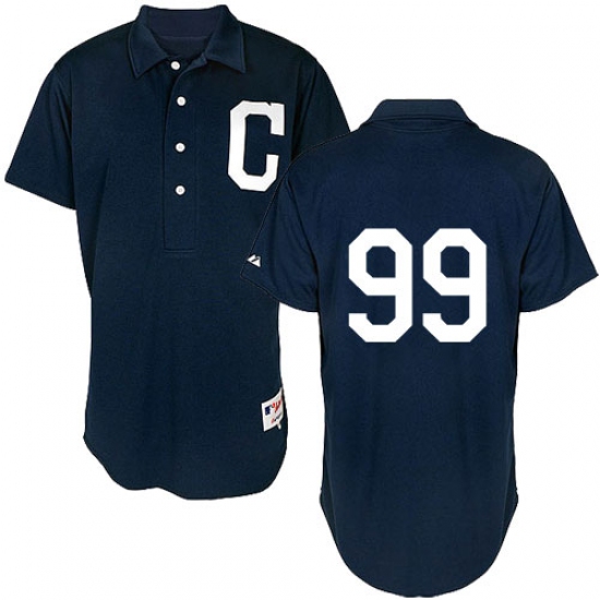 Men's Majestic Cleveland Indians 99 Ricky Vaughn Authentic Navy Blue 1902 Turn Back The Clock MLB Jersey