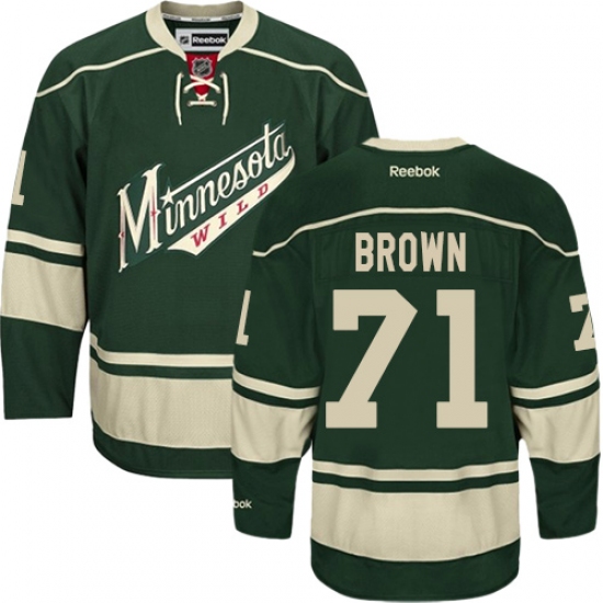 Men's Reebok Minnesota Wild 71 J TBrown Premier Green Third NHL Jersey