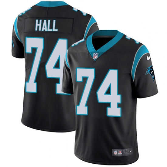 Men's Nike Carolina Panthers 74 Daeshon Hall Black Team Color Vapor Untouchable Limited Player NFL Jersey