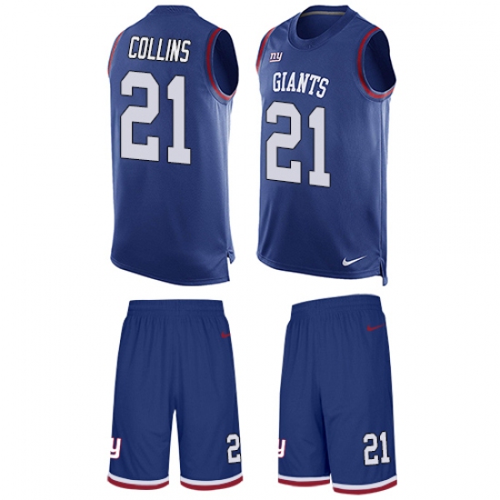Men's Nike New York Giants 21 Landon Collins Limited Royal Blue Tank Top Suit NFL Jersey