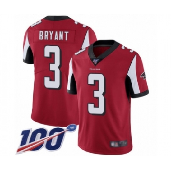 Youth Atlanta Falcons 3 Matt Bryant Red Team Color Vapor Untouchable Limited Player 100th Season Football Jersey