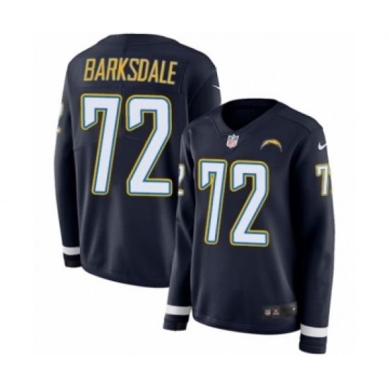 Women's Nike Los Angeles Chargers 72 Joe Barksdale Limited Navy Blue Therma Long Sleeve NFL Jersey