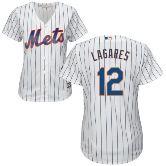 Women's Majestic New York Mets 12 Juan Lagares Authentic White Home Cool Base MLB Jersey