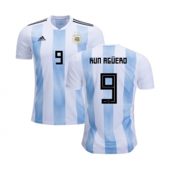 Argentina 9 Kun Aguero Home Kid Soccer Country Jersey
