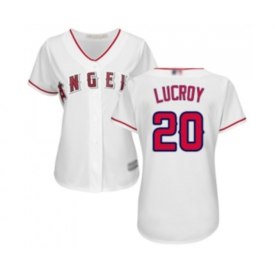 Women's Los Angeles Angels of Anaheim 20 Jonathan Lucroy Replica White Home Cool Base Baseball Jersey