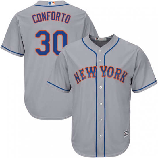 Youth Majestic New York Mets 30 Michael Conforto Authentic Grey Road Cool Base MLB Jersey