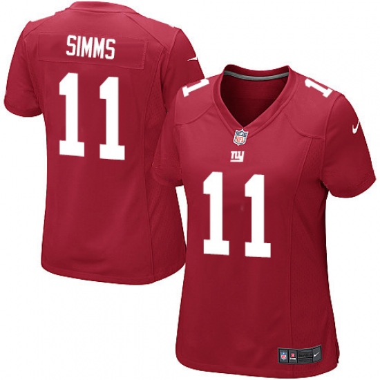 Women's Nike New York Giants 11 Phil Simms Game Red Alternate NFL Jersey
