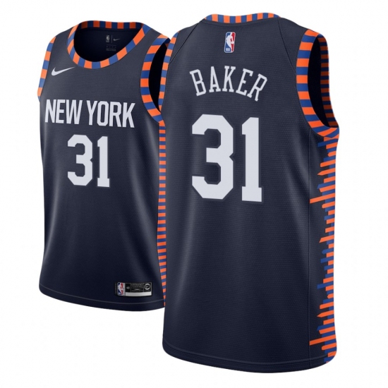 Men NBA 2018-19 New York Knicks 31 Ron Baker City Edition Navy Jersey