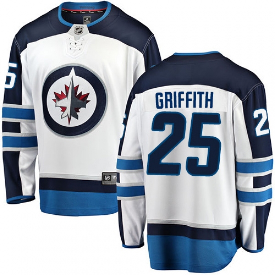 Youth Winnipeg Jets 25 Seth Griffith Fanatics Branded White Away Breakaway NHL Jersey