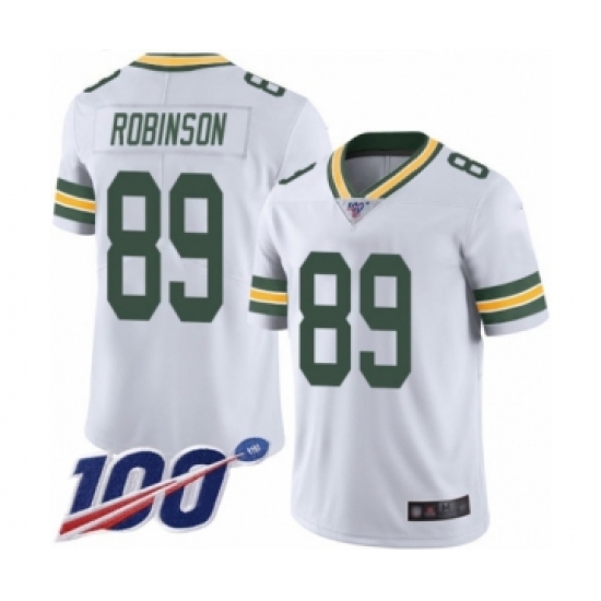 Men's Green Bay Packers 89 Dave Robinson White Vapor Untouchable Limited Player 100th Season Football Jersey