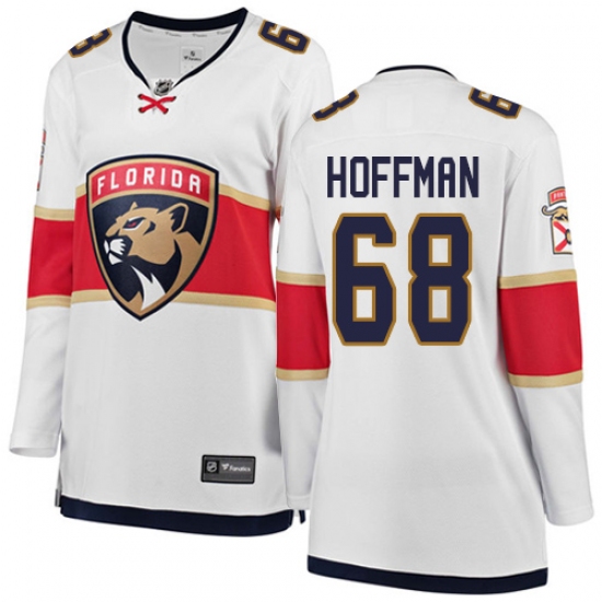 Women's Florida Panthers 68 Mike Hoffman Authentic White Away Fanatics Branded Breakaway NHL Jersey