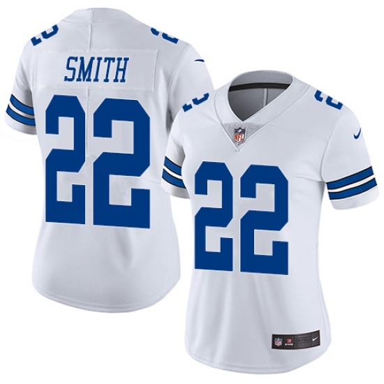 Women's Nike Dallas Cowboys 22 Emmitt Smith White Vapor Untouchable Limited Player NFL Jersey