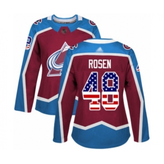 Women's Colorado Avalanche 48 Calle Rosen Authentic Burgundy Red USA Flag Fashion Hockey Jersey