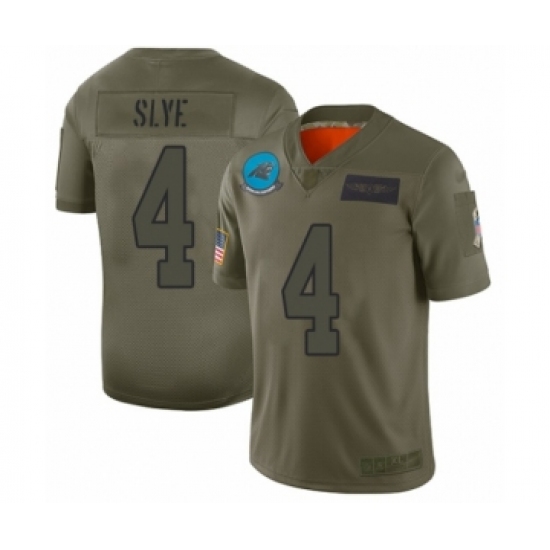 Men's Carolina Panthers 4 Joey Slye Limited Olive 2019 Salute to Service Football Jersey