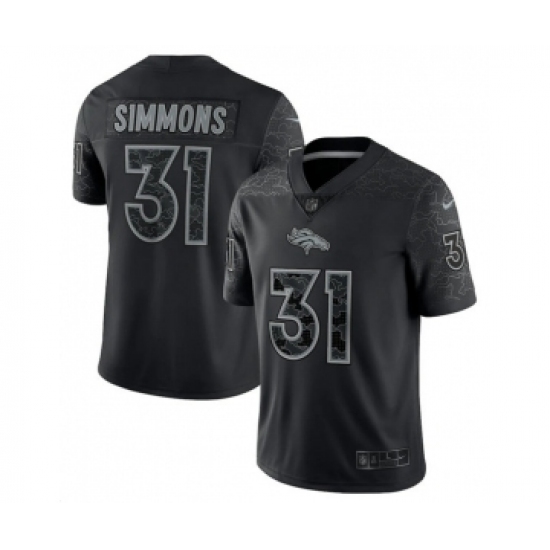 Men's Denver Broncos 31 Justin Simmons Black Reflective Limited Stitched Football Jersey