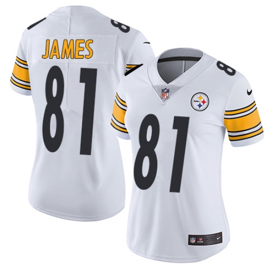 Women's Nike Pittsburgh Steelers 81 Jesse James White Vapor Untouchable Limited Player NFL Jersey