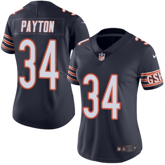 Women's Nike Chicago Bears 34 Walter Payton Navy Blue Team Color Vapor Untouchable Limited Player NFL Jersey