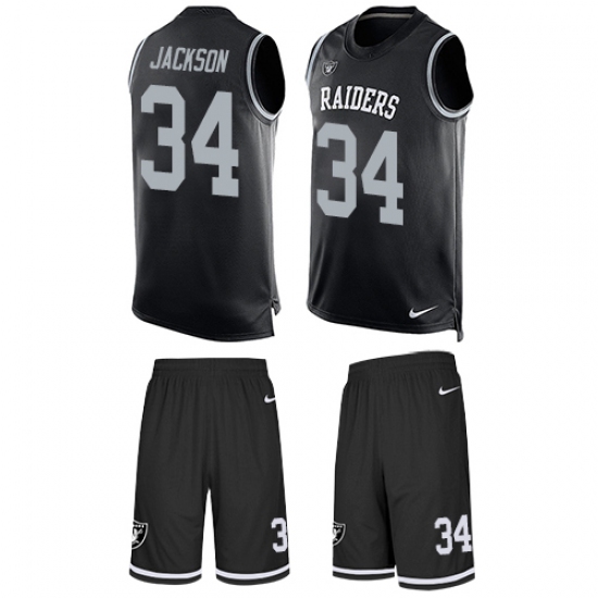 Men's Nike Oakland Raiders 34 Bo Jackson Limited Black Tank Top Suit NFL Jersey
