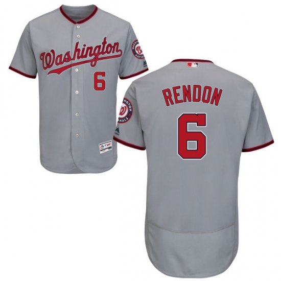 Men's Majestic Washington Nationals 6 Anthony Rendon Grey Road Flex Base Authentic Collection MLB Jersey