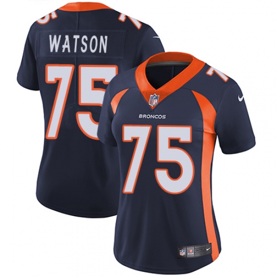 Women's Nike Denver Broncos 75 Menelik Watson Navy Blue Alternate Vapor Untouchable Limited Player NFL Jersey